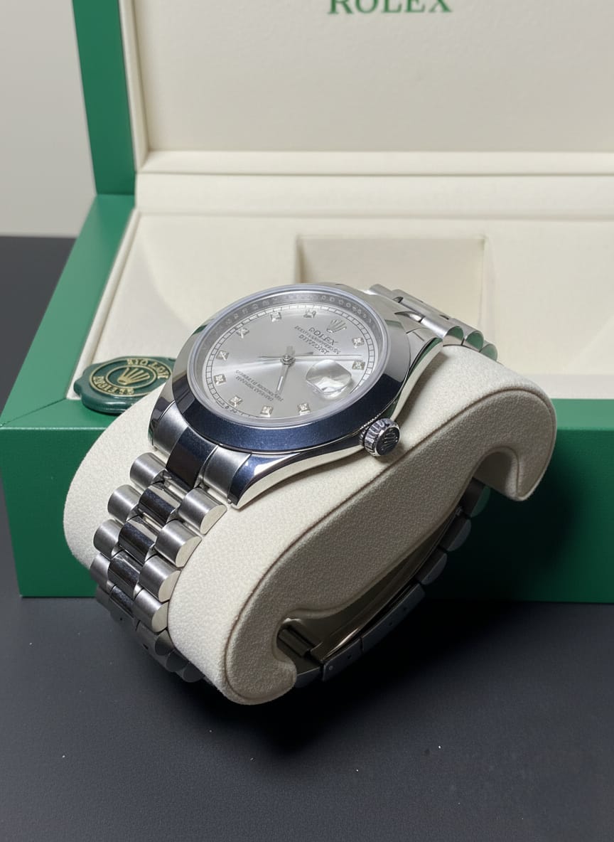 Rolex Oyster Silver Dial with diamond Style Markers