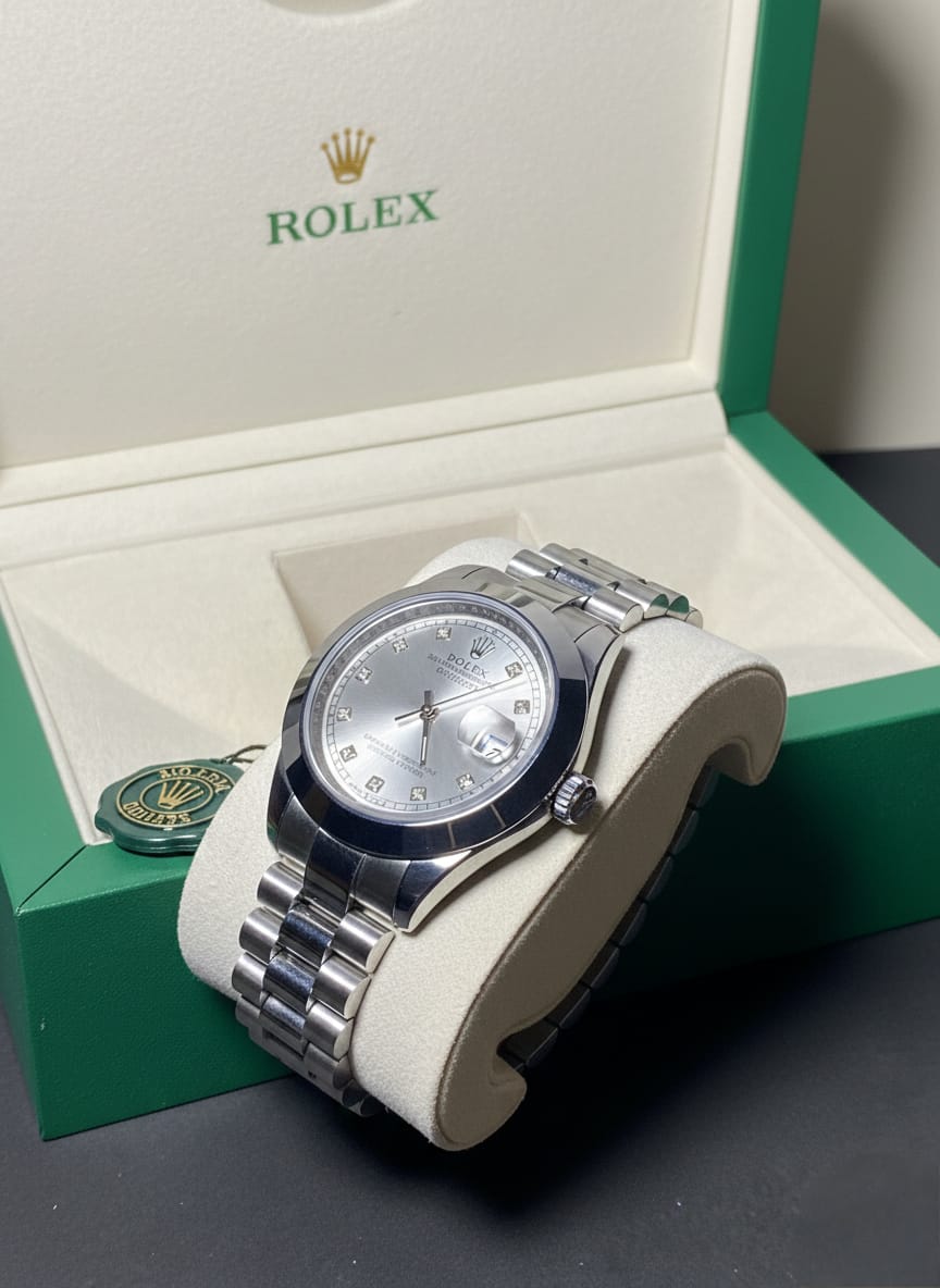 Rolex Oyster Silver Dial with diamond Style Markers