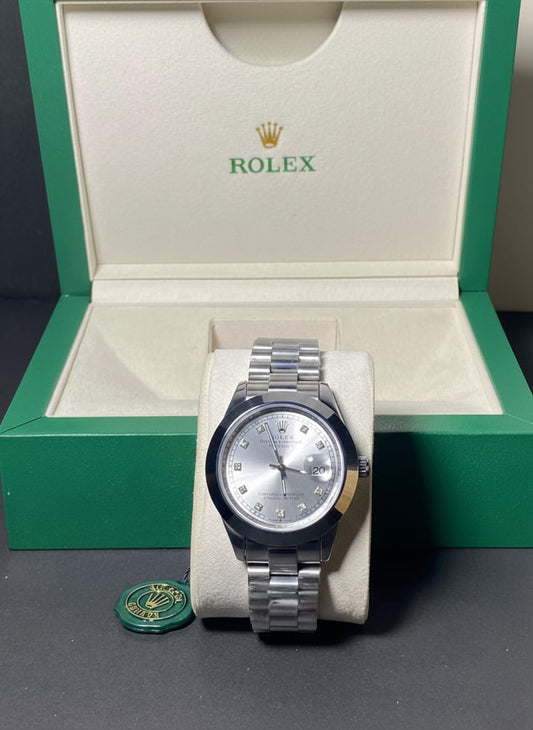 Rolex Oyster Silver Dial with diamond Style Markers