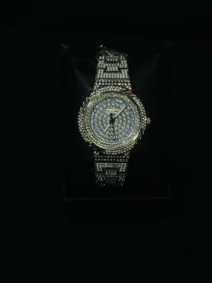 RILUNSO Diamond Iced Silver Watch