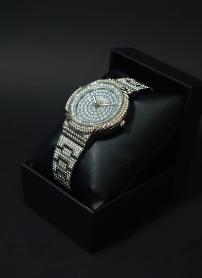 RILUNSO Diamond Iced Silver Watch